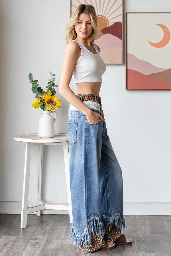 Jeans Double Waist Frayed Hem