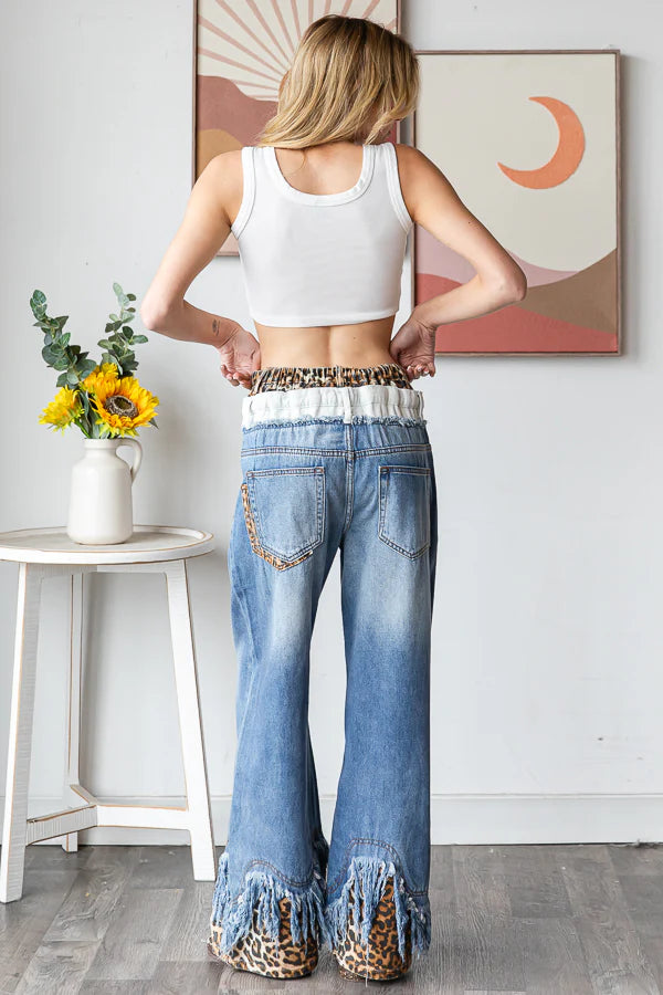Jeans Double Waist Frayed Hem