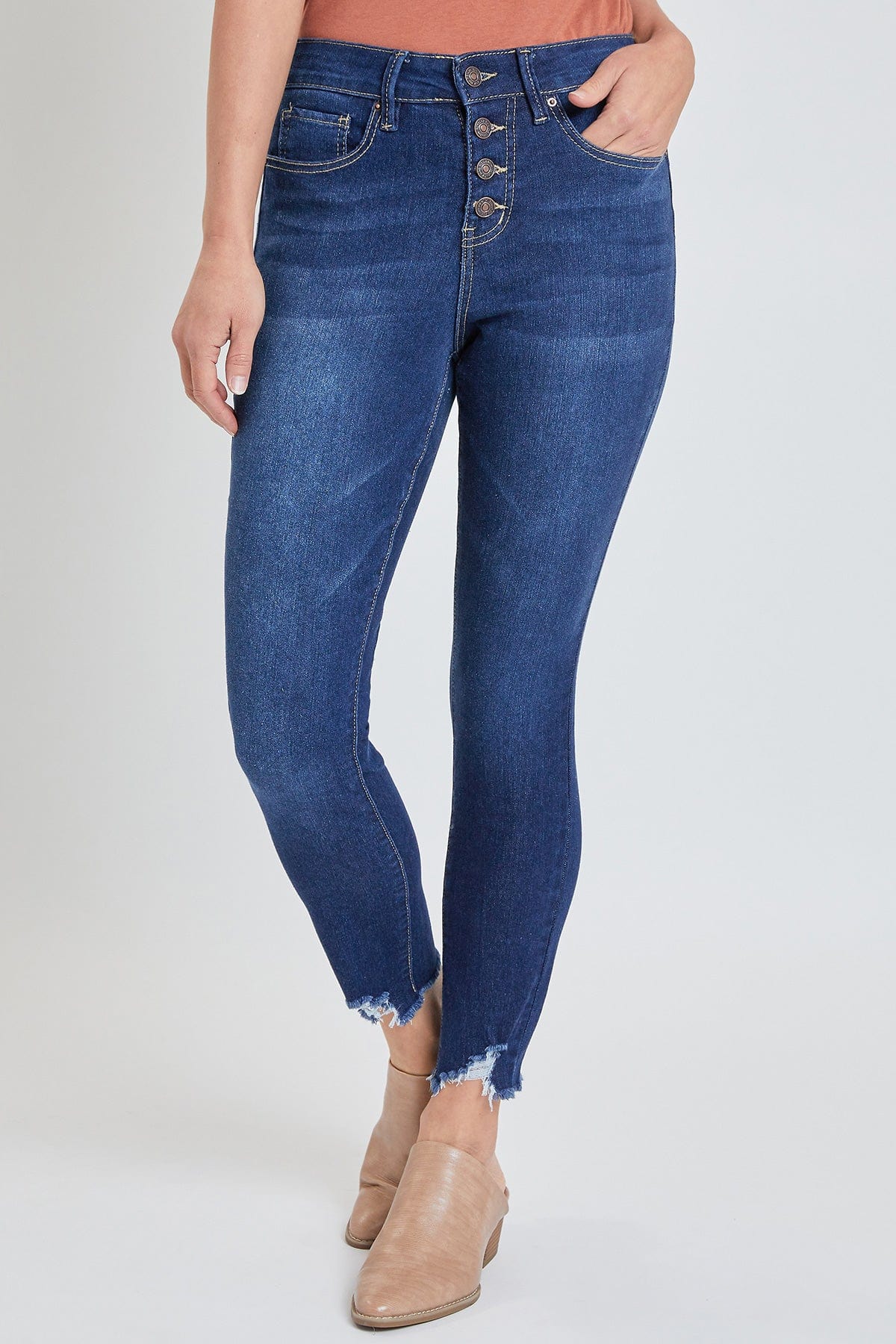 MISSY EXPOSED 4 BUTTON SKINNY ANKLE JEAN WITH RECYCLED FABRIC